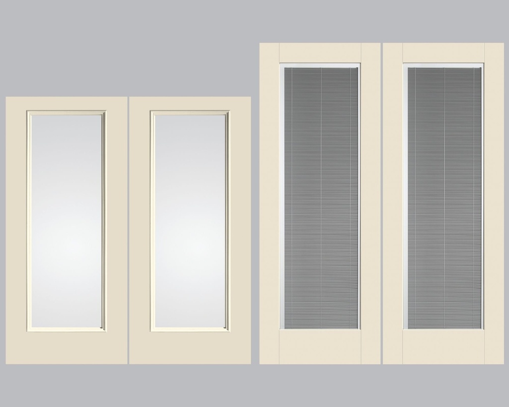 Double Exterior Prehung Door - Full Light - Paint Grade Fiberglass