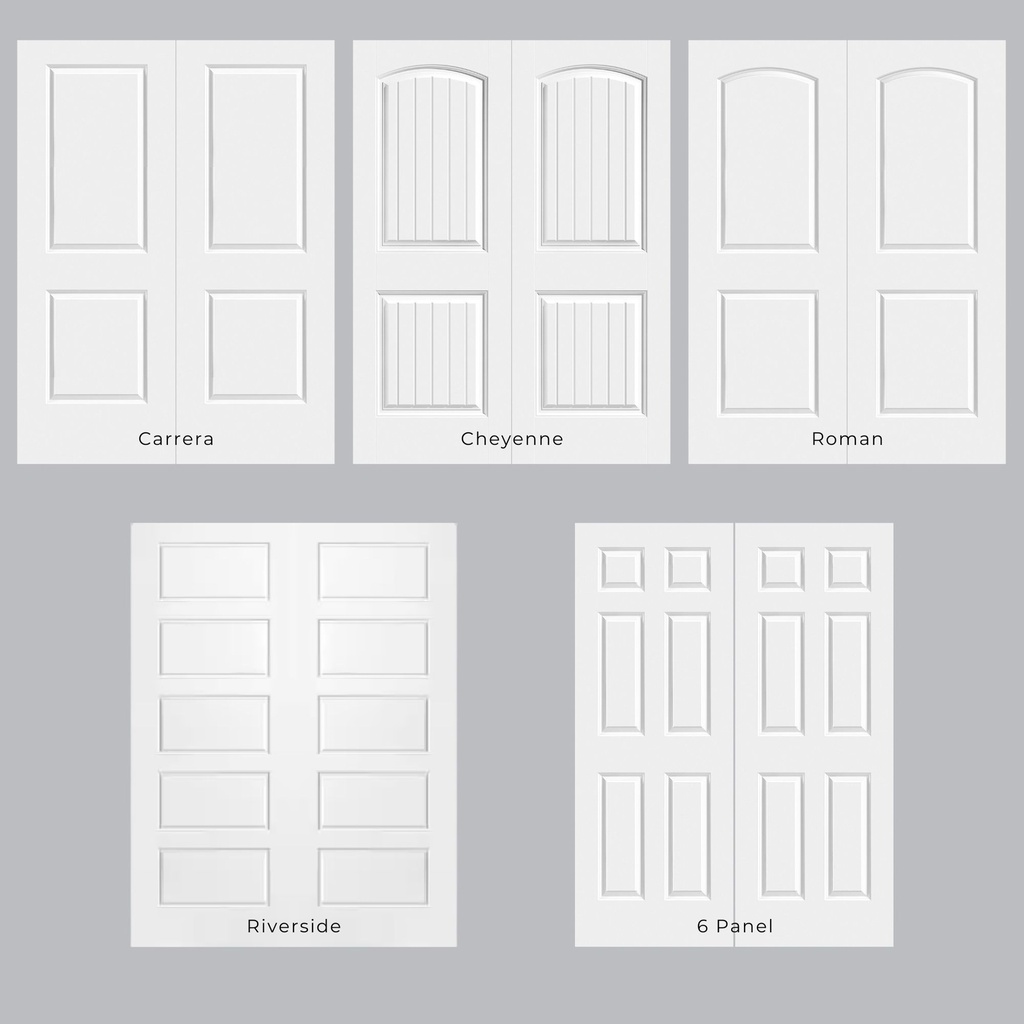 6/8 Raised Panel - Double Interior Prehung Door