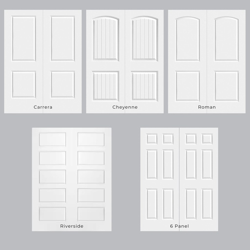 6/8 Raised Panel - Double Interior Prehung Door