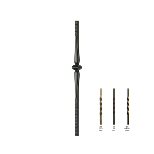 Iron Baluster - 9/16" Gothic Series - Black Satin