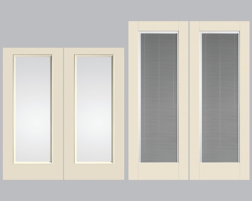 Double Exterior Prehung Door - Full Light - Paint Grade Fiberglass